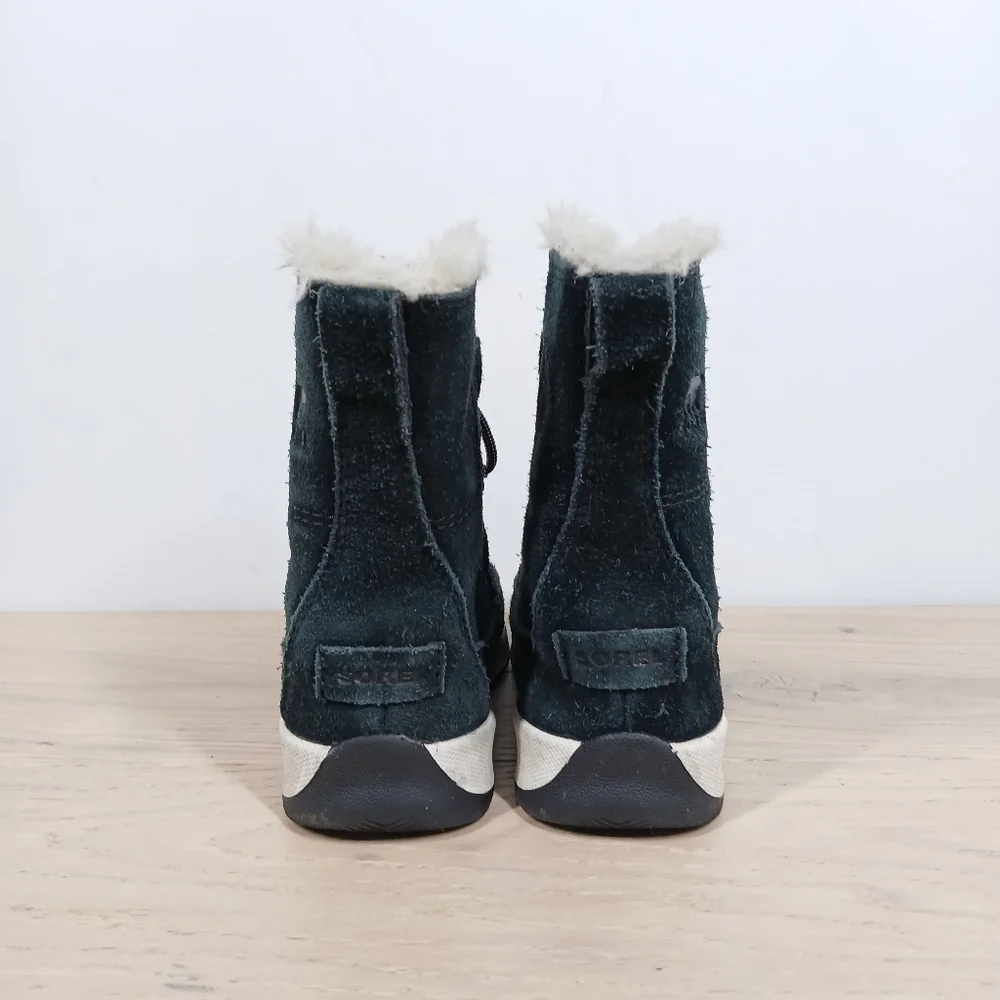 Sorel Black Suede Faux Fur Lace-Up Winter Boots 735 - Picture 4 of 10